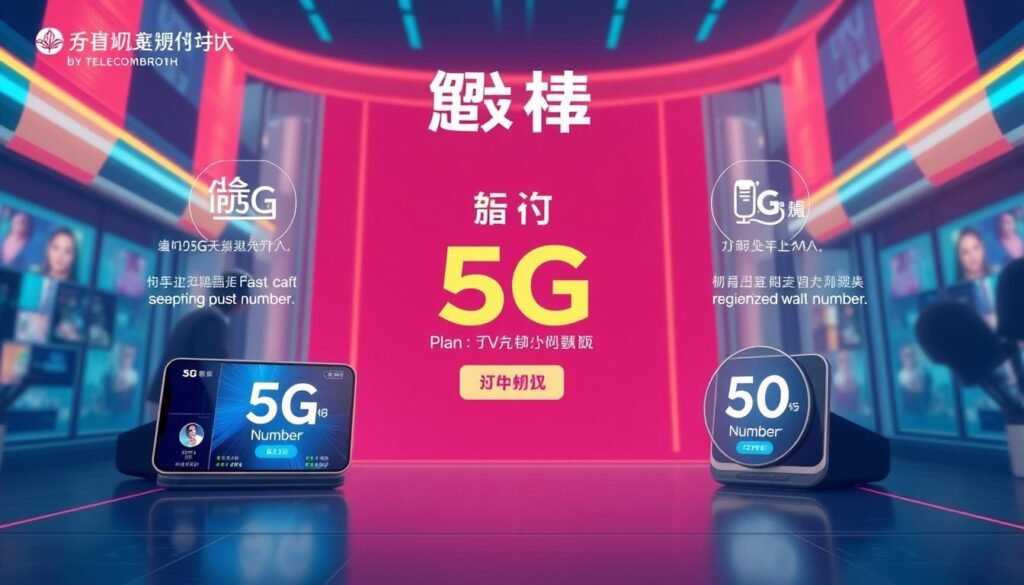 A detailed illustration of the "Telecombrother" 5G plan with two numbers, showcasing its key advantages. A sleek, modern design with vibrant colors and clean lines. The foreground displays the plan's core features, such as fast 5G connectivity and seamless dual-number functionality. The middle ground highlights the plan's convenience and flexibility, while the background conveys a sense of technological innovation and progress. Expertly composed with a professional, yet approachable aesthetic, capturing the essence of the "一卡兩號 5G Plan 優勢".